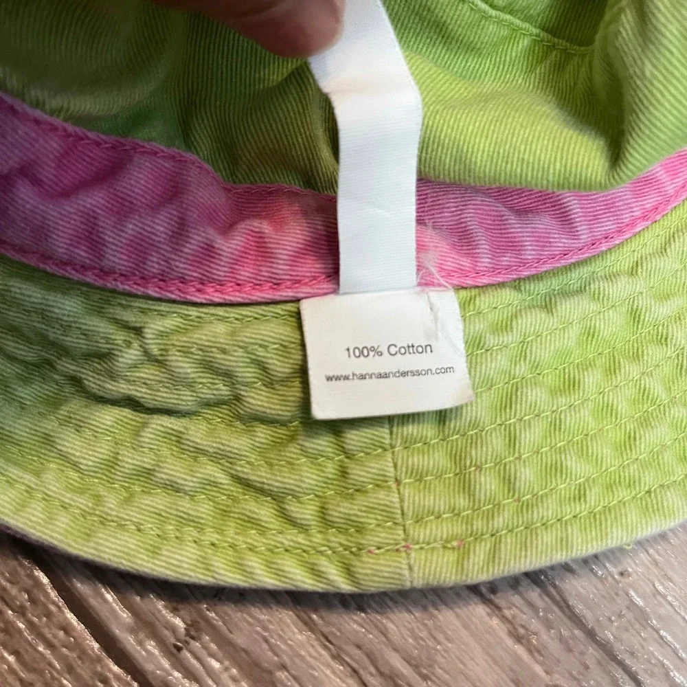 Hanna‎ Andersson Kids Reversible Bucket Hat Pink Lime Green 100% Cotton OS
